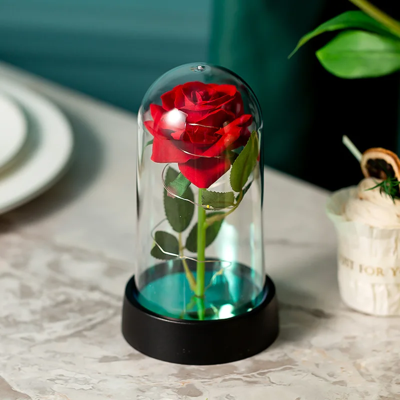 Colorful Eternal Rose, Wedding Gift for Mom, Wife, Girlfriend, Luminous Flower Ornament for Home Decoration