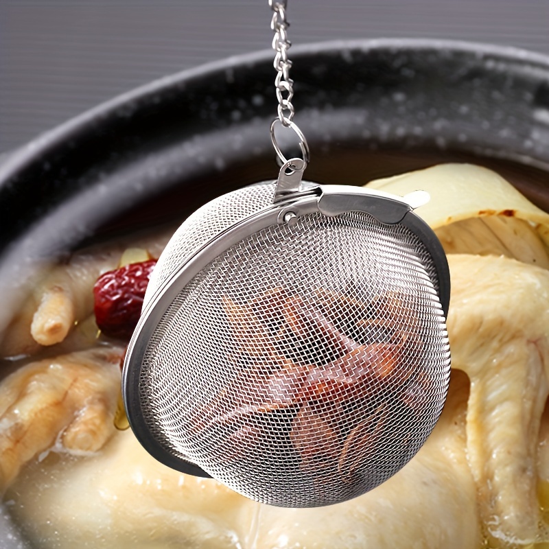 Tea Filter Ball, Stainless Steel Soup Infuser with Extension Chain Hook for Flavored Teas