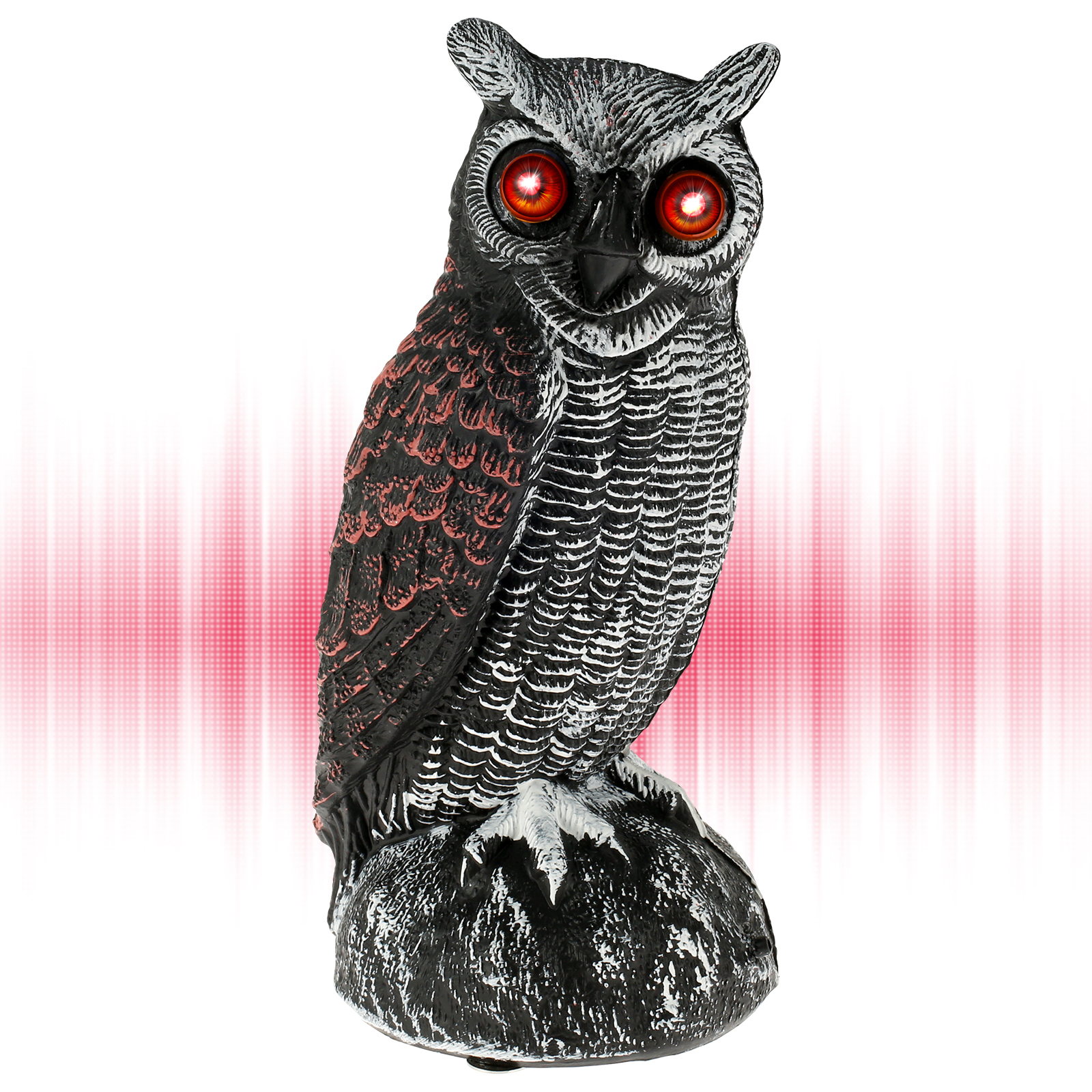 Waterproof Garden Fake Owl Deterrent, New Solar Owl Scare Bird Control, Emits Scary Sound and Eyes Light