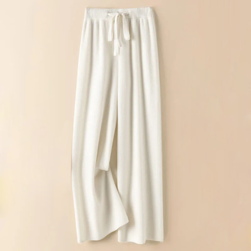 Soft Elastic High Waist Women Pants, Thick Warm Knitted Casual Chic Korean Fashion Ankle-Length