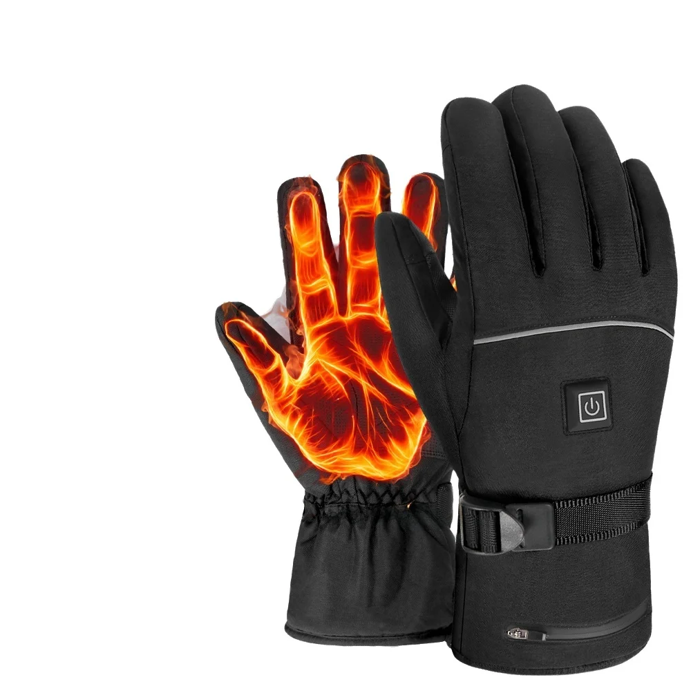 Winter Motorcycle Heated Gloves, Waterproof Thermal Rechargeable Electric Gloves