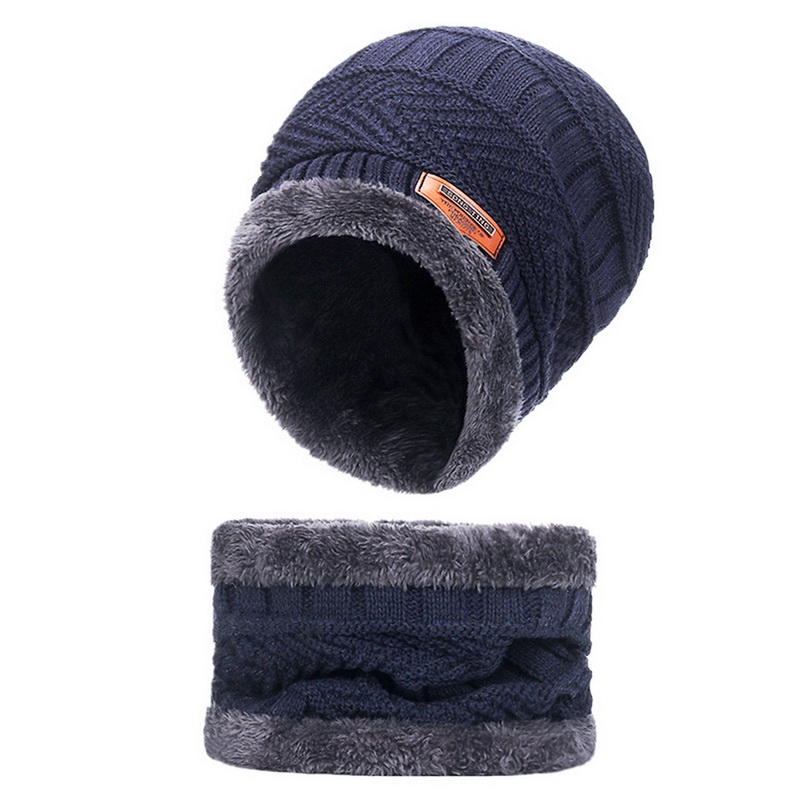 Knit Winter Hat for Men and Women, Velvet Coral Fleece Scarf, Thick Plus Velvet Neck Protect Cap for Outdoor Riding