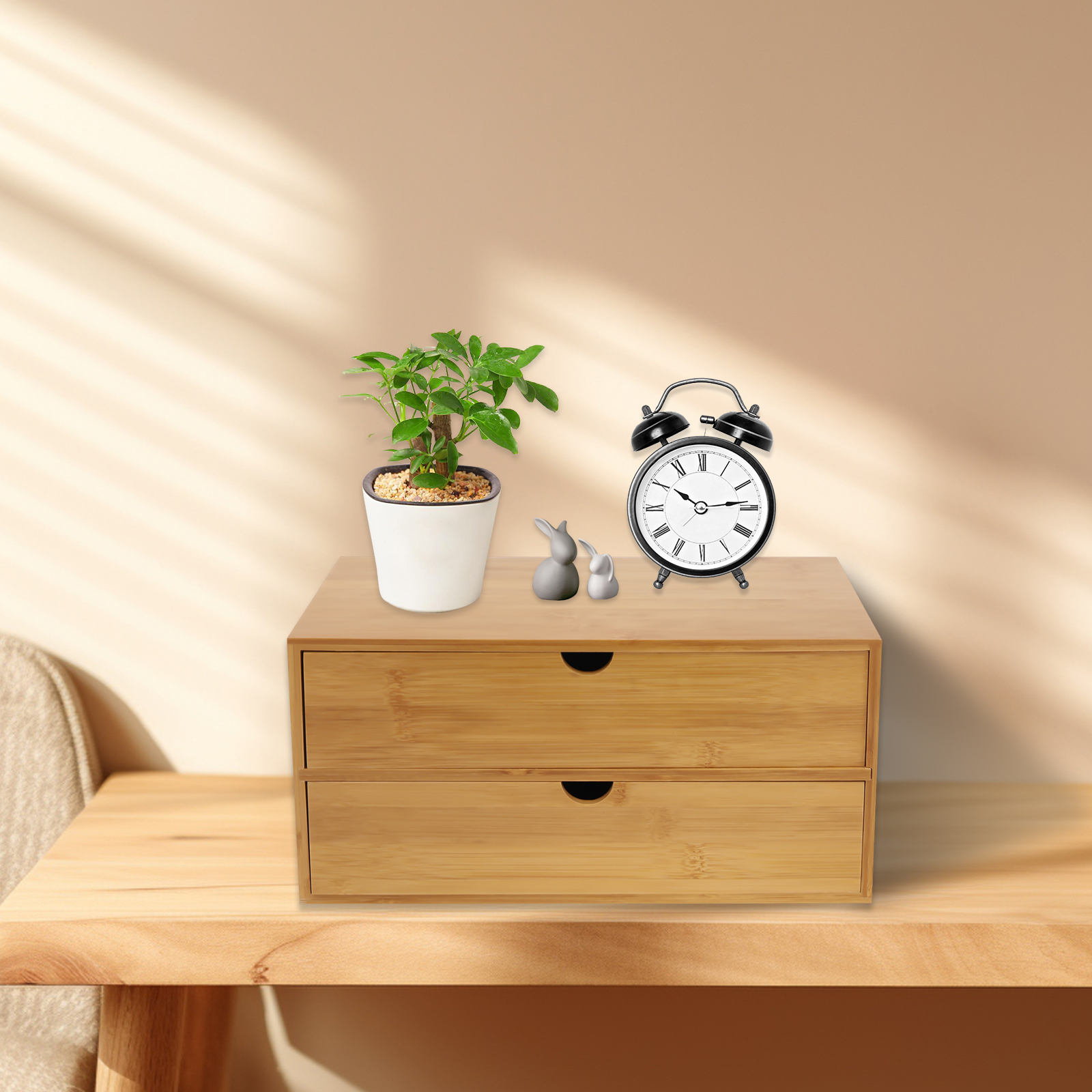 Bamboo Desktop Organizer with 2 Drawers, Minimalist Style | Inspire Uplift