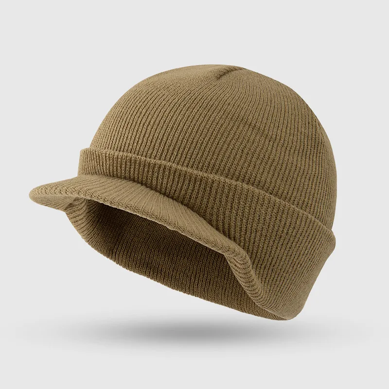 Thick Winter Knitted Hat for Men and Women, Unisex Warm Knitted Hats with Brim, Fashion Thicken Fur Lined Beanie Cap