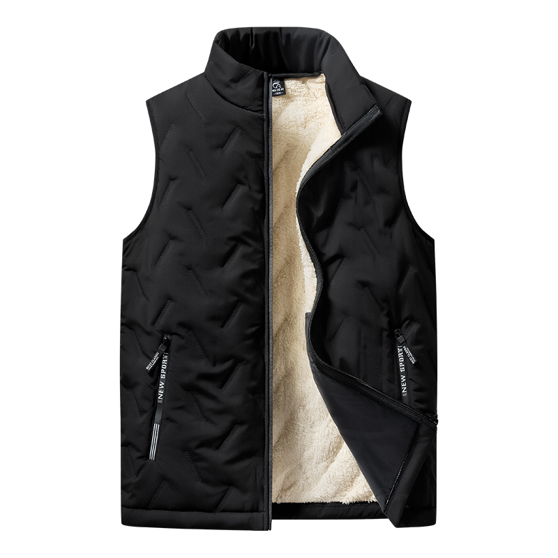 Casual Multifunctional Plus Size Warm Men's Cotton Vest Jacket, Autumn and Winter Fashion Sleeveless Top with Standing