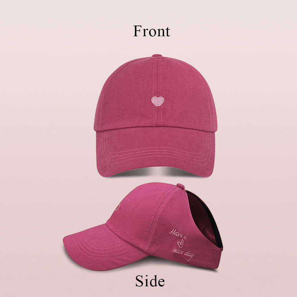 Sweet Girls Boys Classic Solid Color Kids Baseball Cap, Summer Love Heart Design Sun Hat, Empty Top Sun Shading Cap