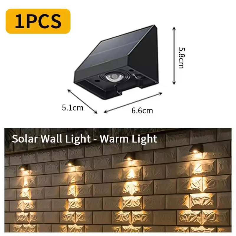 Solar Powered Fence Light, Outdoor Waterproof Solar Wall Lamp, Warm White Garden Light for House Number Address Sign