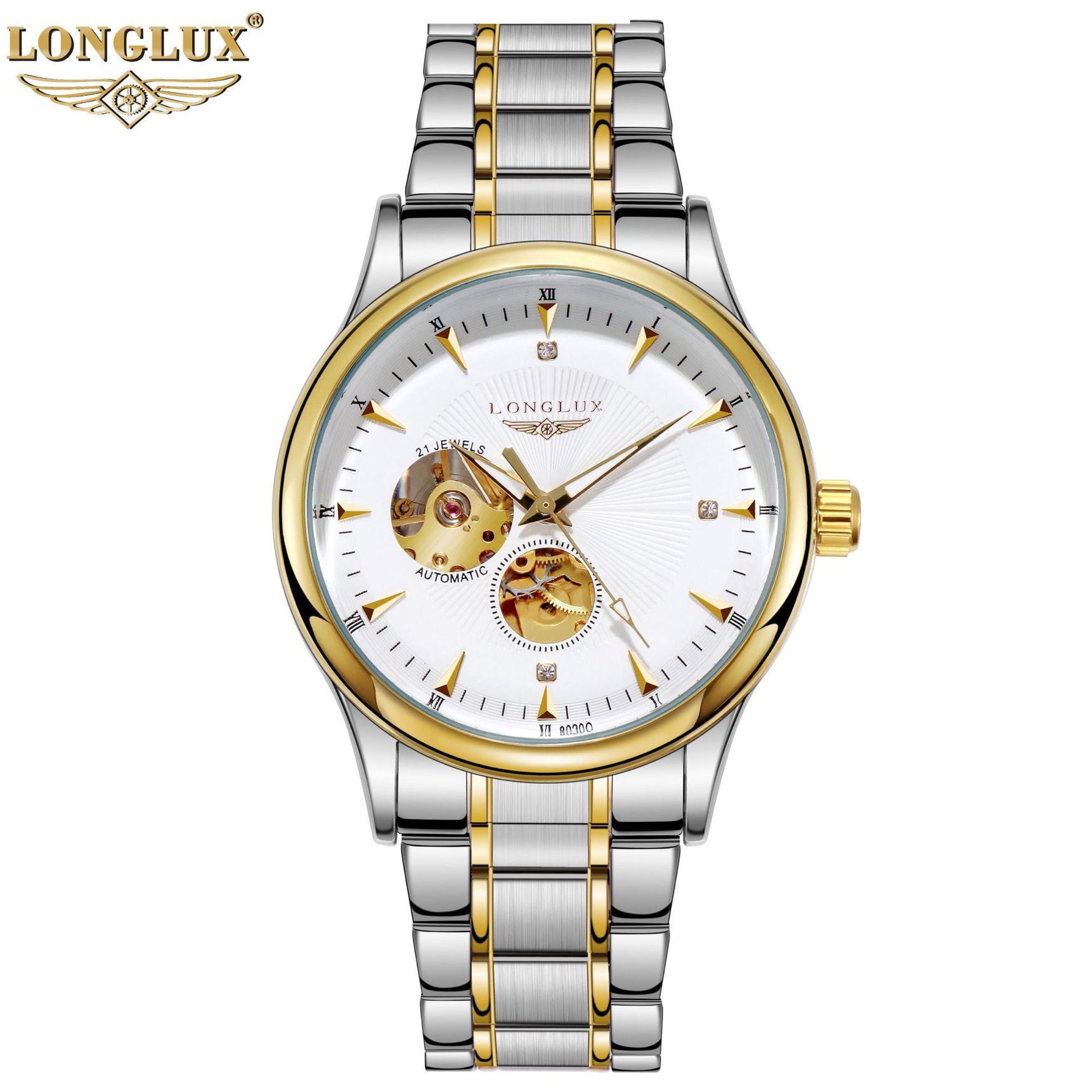 Elegant Luxury Watches for Men, Waterproof Skeleton Automatic Mechanical Stainless Steel Business Gift Watch
