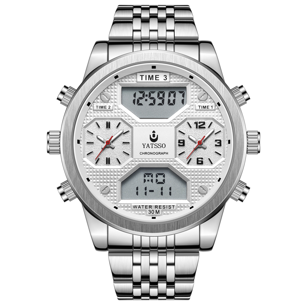 Waterproof Sports Watches Stainless Steel Bracelet Quartz Chronograph Fashion Luxury Watches For Men