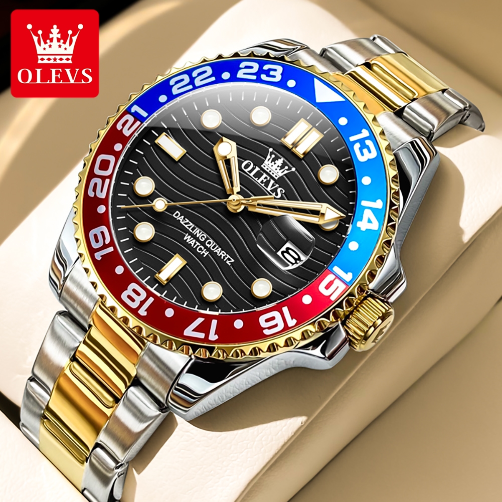 Waterproof Calendar Luminous Quartz Watch, Original Luxury Men's Watches, Stainless Steel Authentic Watch for Man