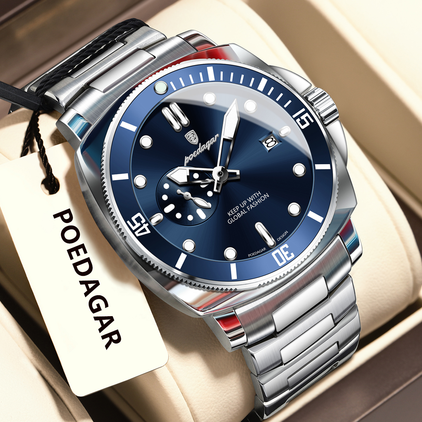 Waterproof Luminous Date Men's Watches Stainless Steel Business Quartz Luxury Wristwatch For Men