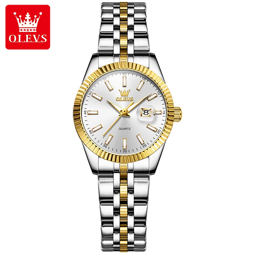 Luxury Women Watch, Waterproof Stainless Steel Auto Date Quartz Wristwatch, Elegant Ladies Wristwatch for Women