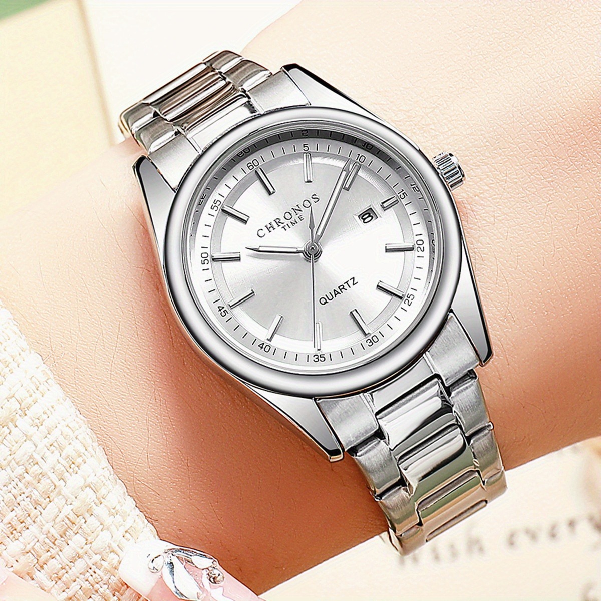 Ladies Luxury Fashion Watch, Stainless Steel Band, Luminous Calendar, Business Casual Gift for Women