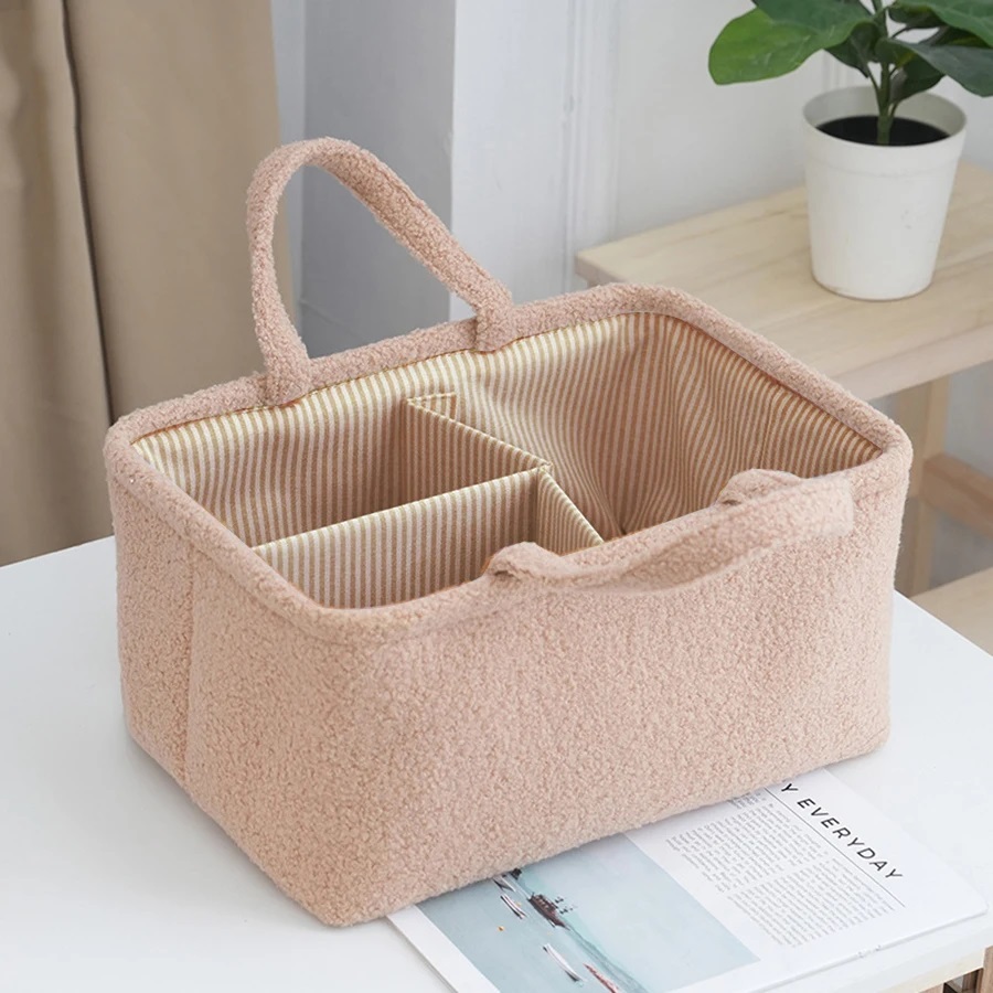 Multifunctional Baby Products Organizer Basket, Travel Portable Mommy Bag Diaper Bag, Feeding Bottle Storage Handbag