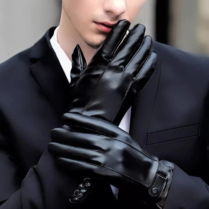 Men's Motorcycle Winter Gloves, Waterproof Outdoor Cold Protection, Thick Pile Riding Gloves for Cycling