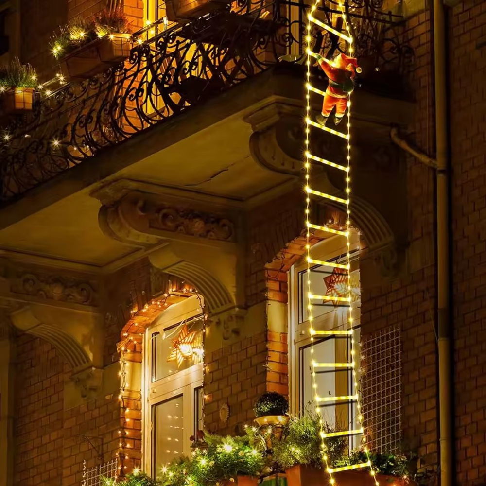 Waterproof Santa Claus Climbing Ladder Light, Indoor and Outdoor Christmas Decorations