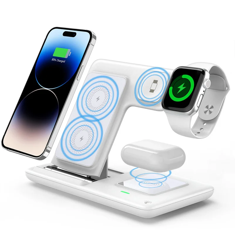 Fast Wireless Charger Stand 3 in 1 for iPhone, Airpods Pro, Apple Watch, iWatch Foldable Charging Station