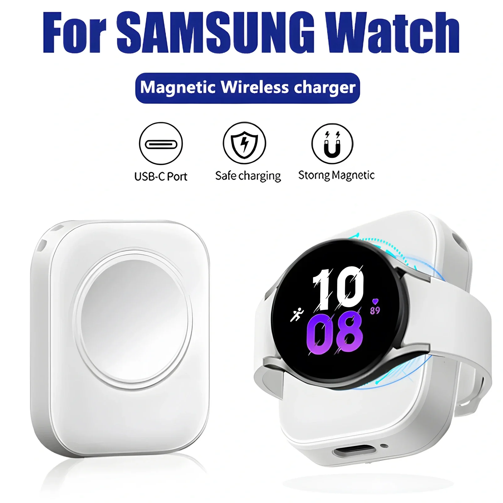 Type C Fast Charger for Samsung Galaxy Watch, Magnetic Wireless Portable Watch USB, Ultra 7 Classic 5 Pro
