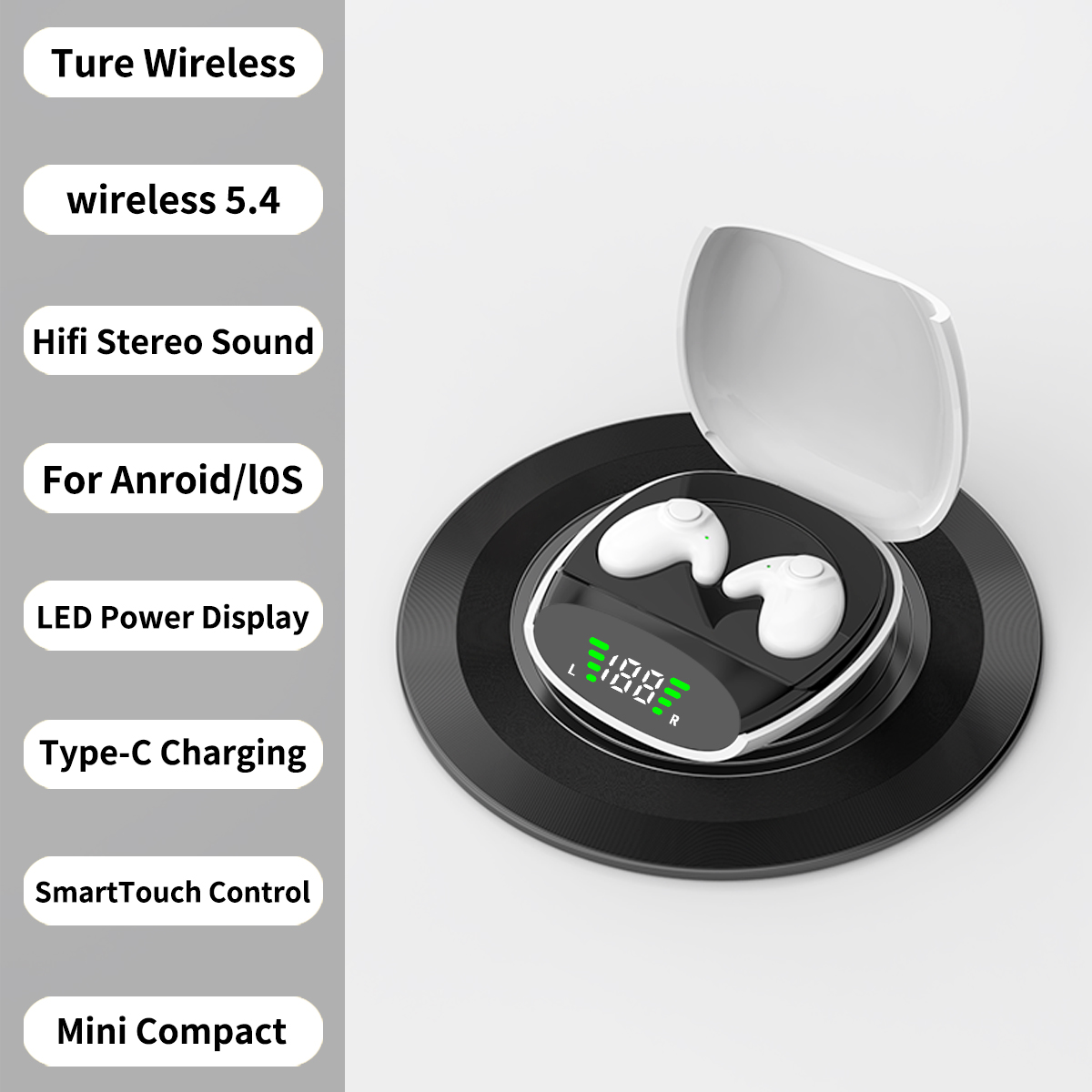 Highend TWS Dual Ear Sleep In Ear, Wireless Sports Bluetooth Headphones, Mini Painless Call, Noise Cancelling Thin