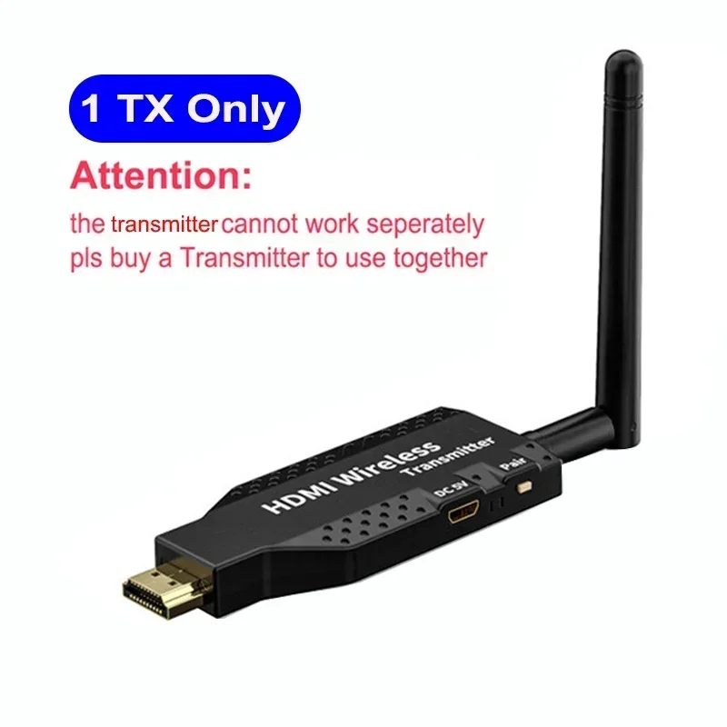 Wireless HDMI-Compatible Video Transmitter Receiver Kit, Plug & Play for TV Box, Camera, PC