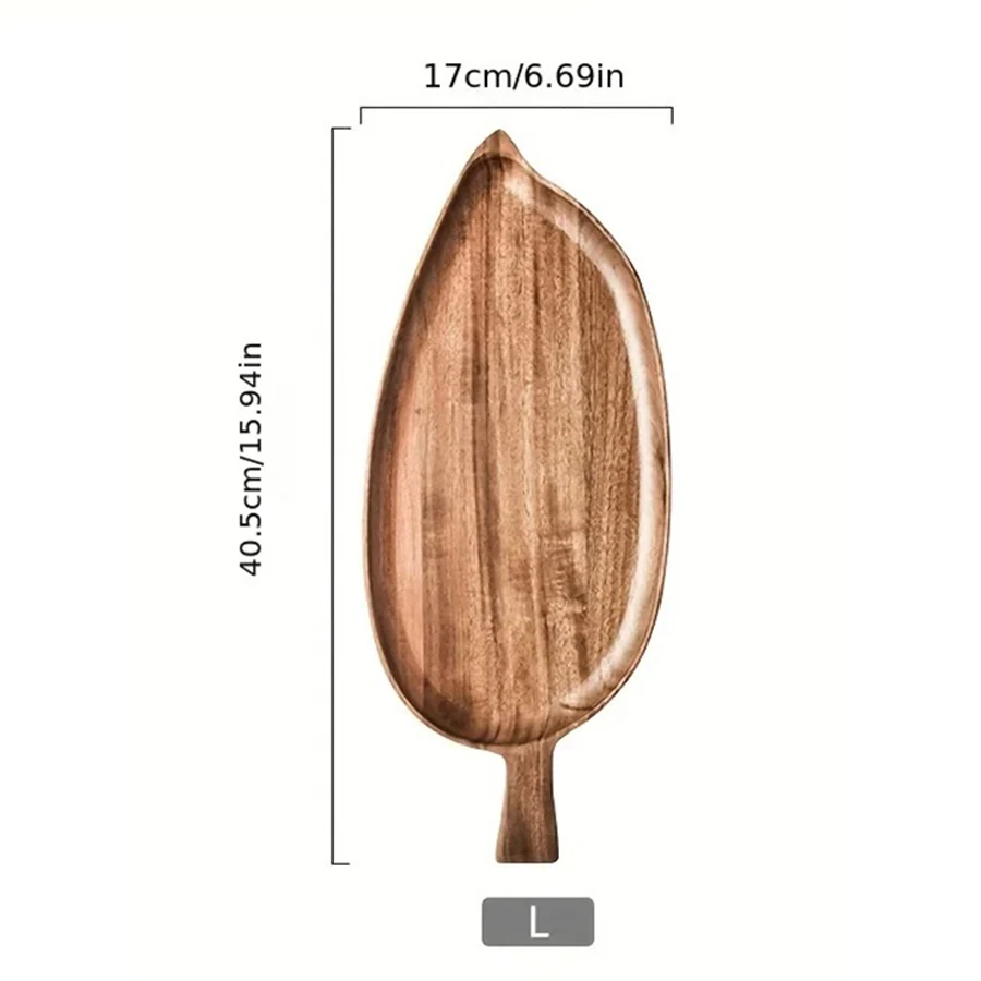 Waterproof Wooden Tray, Solid Wood Leaf Shaped Afternoon Tea Tray for Steak Sushi