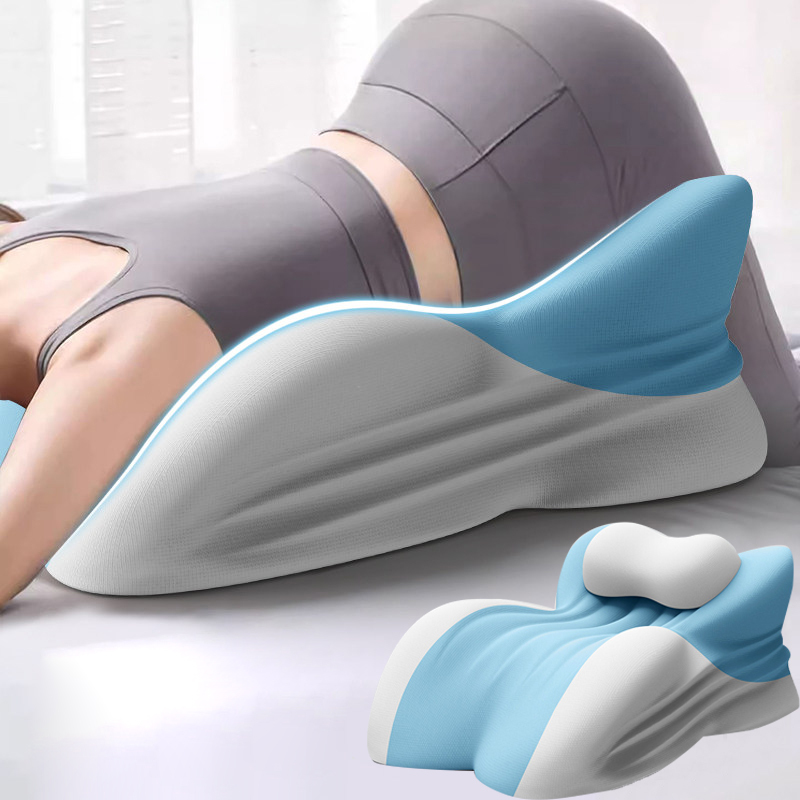 Back Neck Pain Relief Headboard with Face Down Massage Prone Pillow for Sitting Up, Washable Cover for Reading