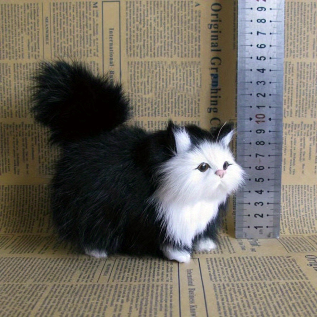 Soft Stuffed Kitten Model, Cute Simulation Cat Plush Toy, Realistic Fake Cat Animal for Kids, Girls Birthday Gift