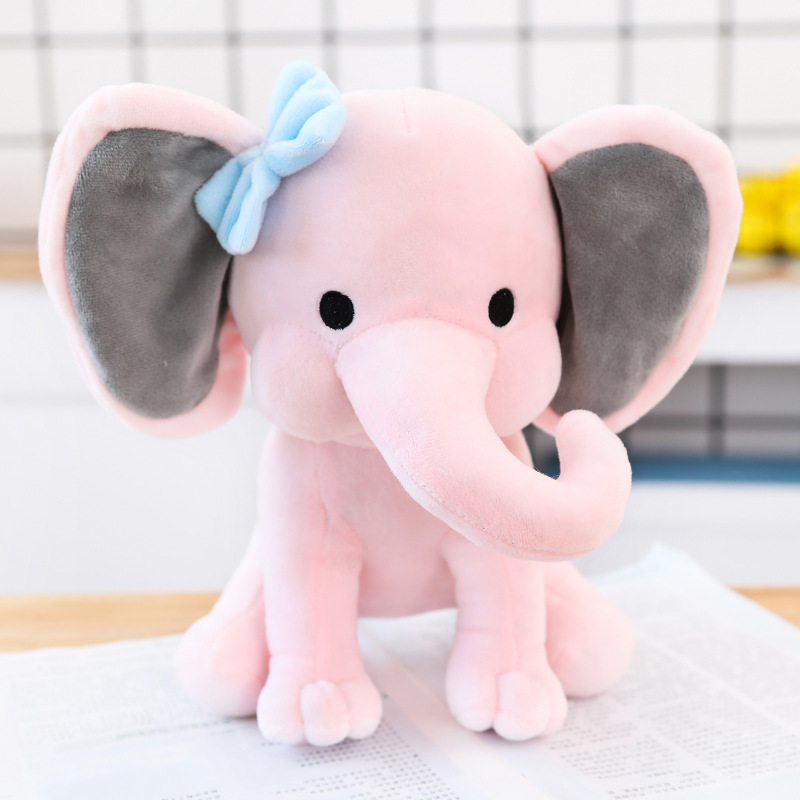 Pink Grey Elephant Plush Toy, Comfort Sleeping Elephant Doll, Birthday & Holiday Gifts for Children