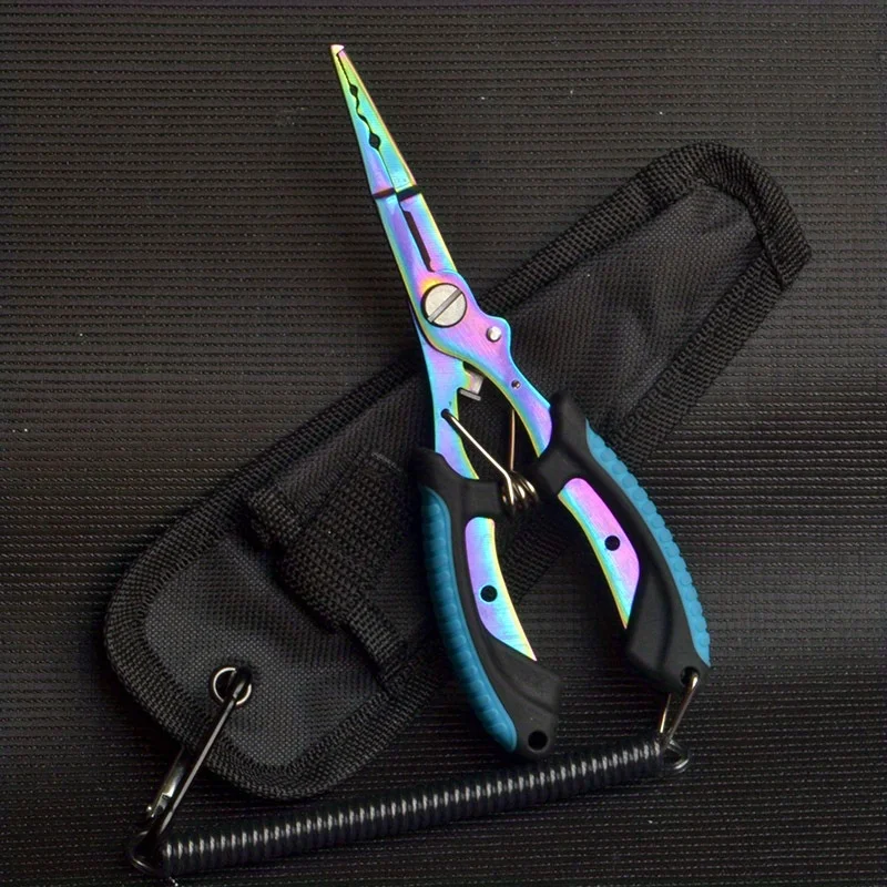 Multifunctional Fishing Pliers Gripper with Colored Titanium Coating, Portable Stainless Steel Hook Cutter