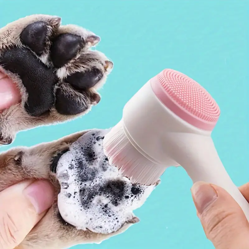 Dual-Sided Dog Grooming Tool, Silicone Pet Paw Cleaner & Massage Brush for Healthy Claws