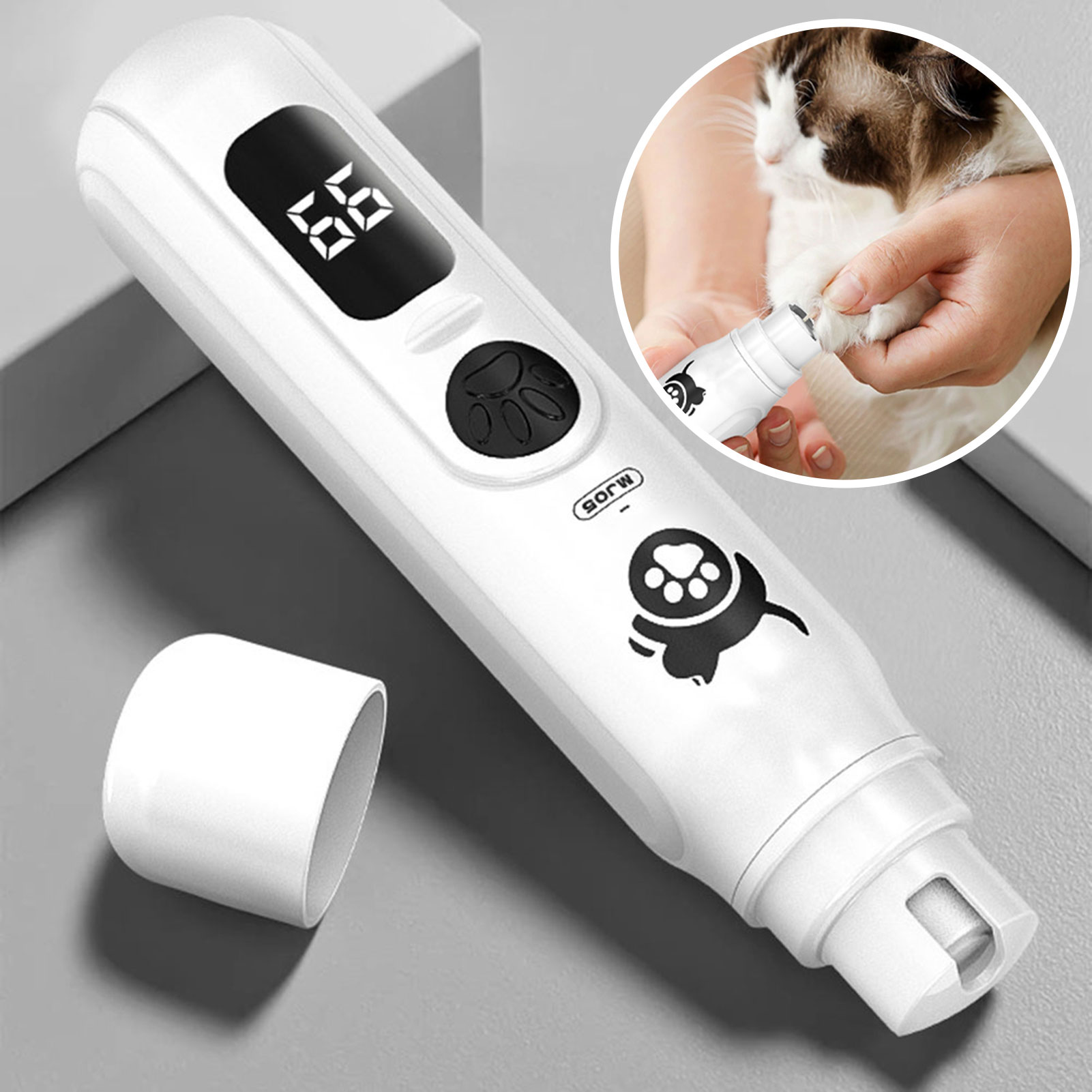 Pet Nail Grinder, Electric Nail Trimmer for Cats and Dogs, 3 Speed Rechargeable Nail Clippers