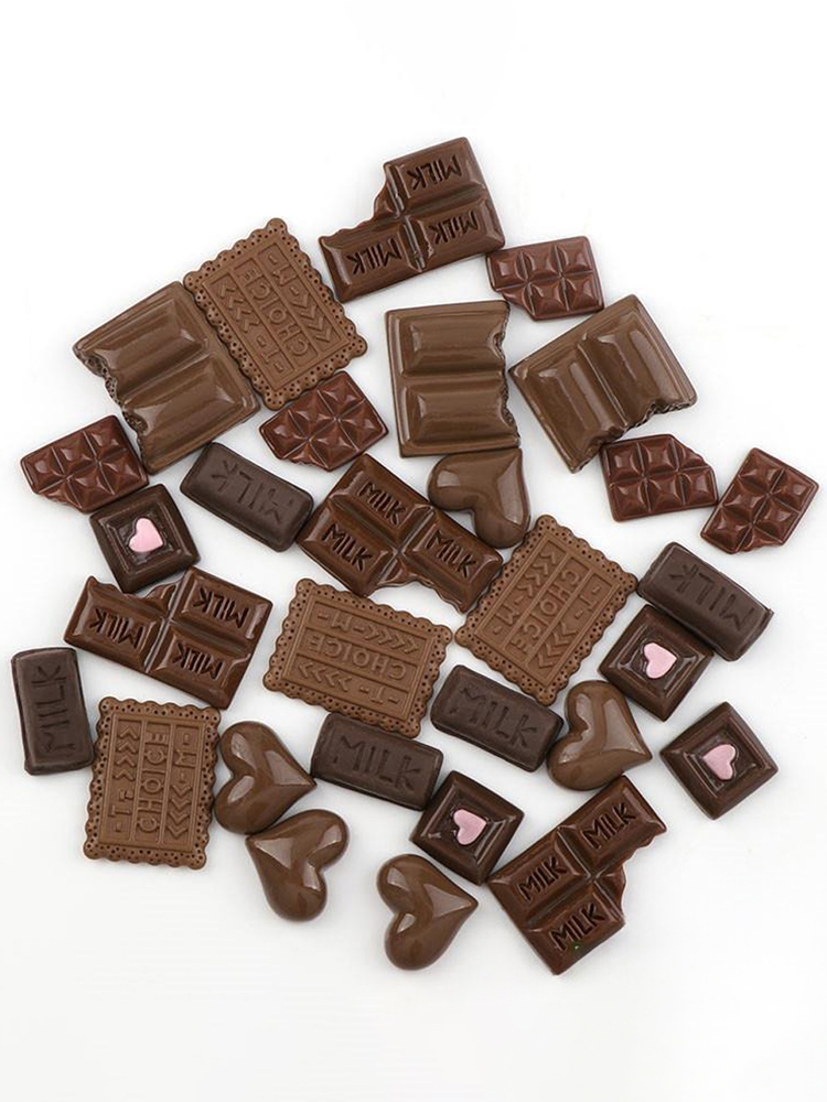 Flatback Resin Chocolate Cake Cabochon, Miniature DIY Food Ornament for Jewelry, Phone Cases