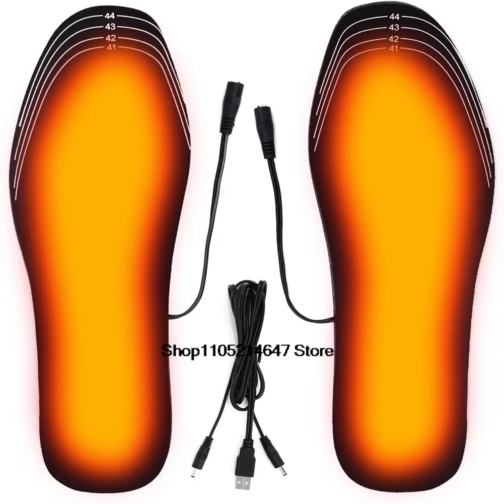 Winter Warm USB Heated Insoles, Electric Foot Warming Pad for Outdoor Sports, Heating Insole Sock