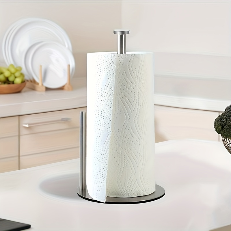 Steady Paper Roll Holder, Paper Towel Holder Countertop, Weighted Paper Towel Stand for Bathroom Kitchen