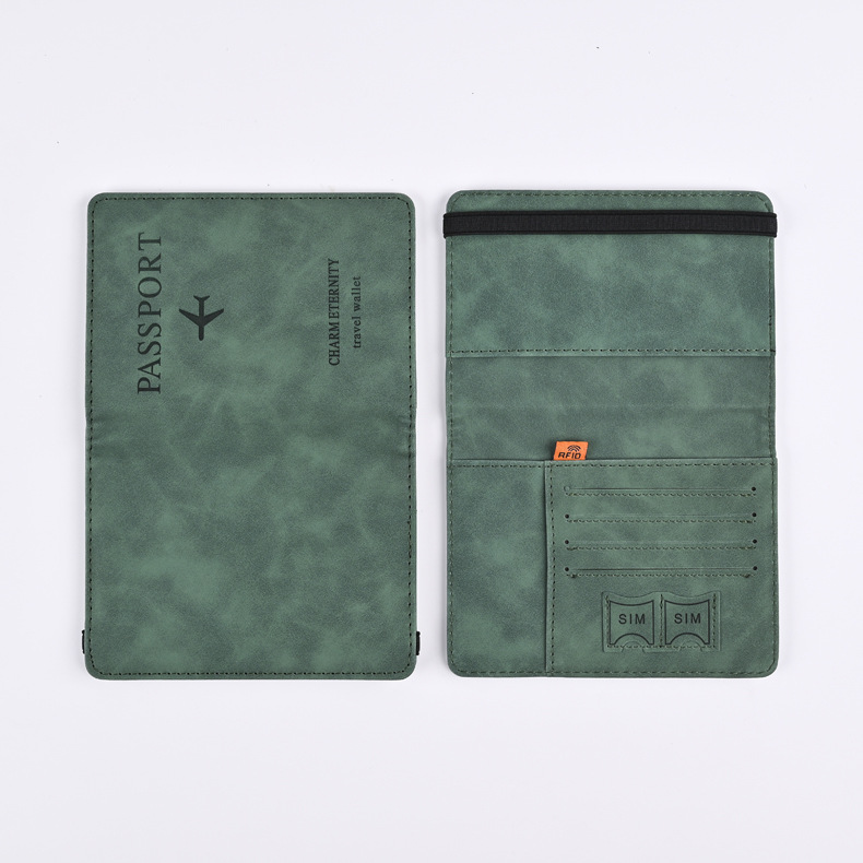 Hand Carry Wallet for Men, PU Leather Travel Passport Holder, Business Card Case
