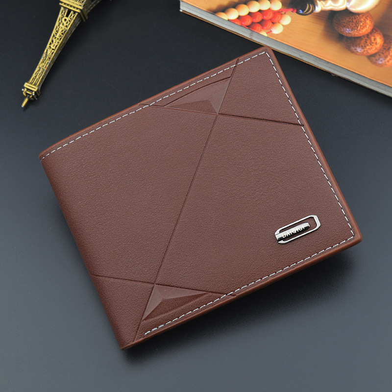 Faux Leather Men's Bifold Wallet, Slim Credit ID Card Holder, Solid Business Billfold Purse