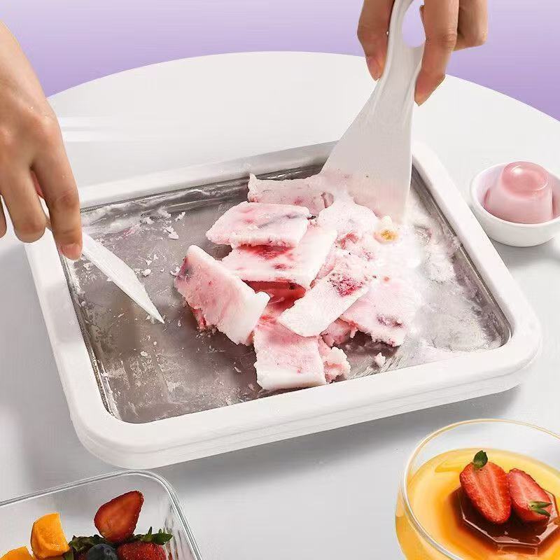 Cold Sweet Fried Ice Pan DIY, Multifunctional Rolled Ice Cream Maker, Frozen Yogurt Maker for Homemade Stir Fry Ice Tray
