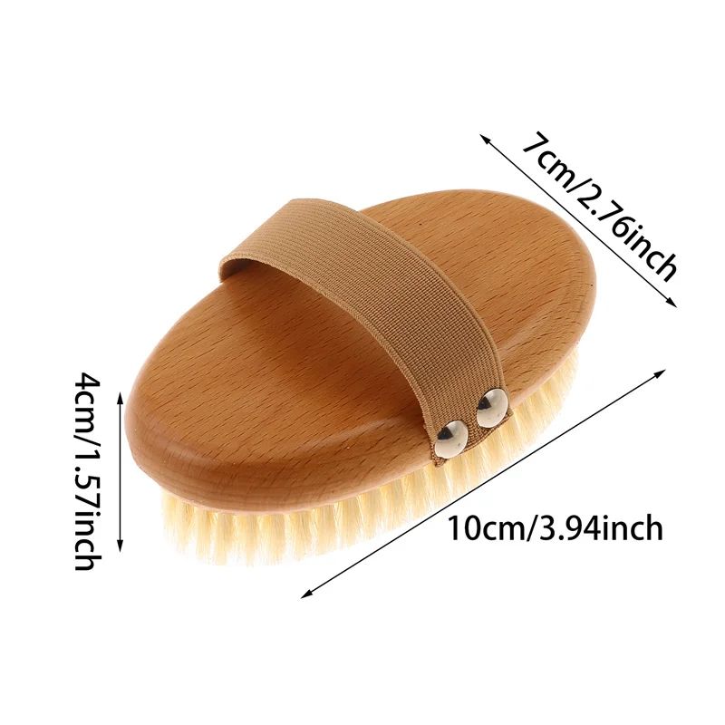 Pig Bristles Wet Dry Skin Body Brush for Exfoliation, Body Massage, and Lymphatic Drainage Cleaning SPA Tool