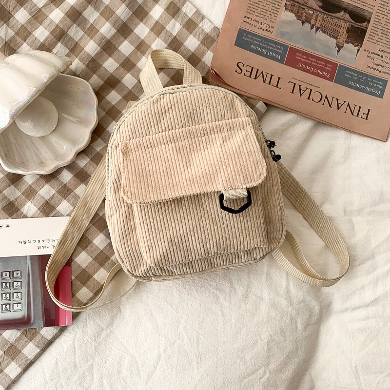 Striped Velvet Mini Backpack for Women and Students, Versatile and Perfect for Leisure Travel