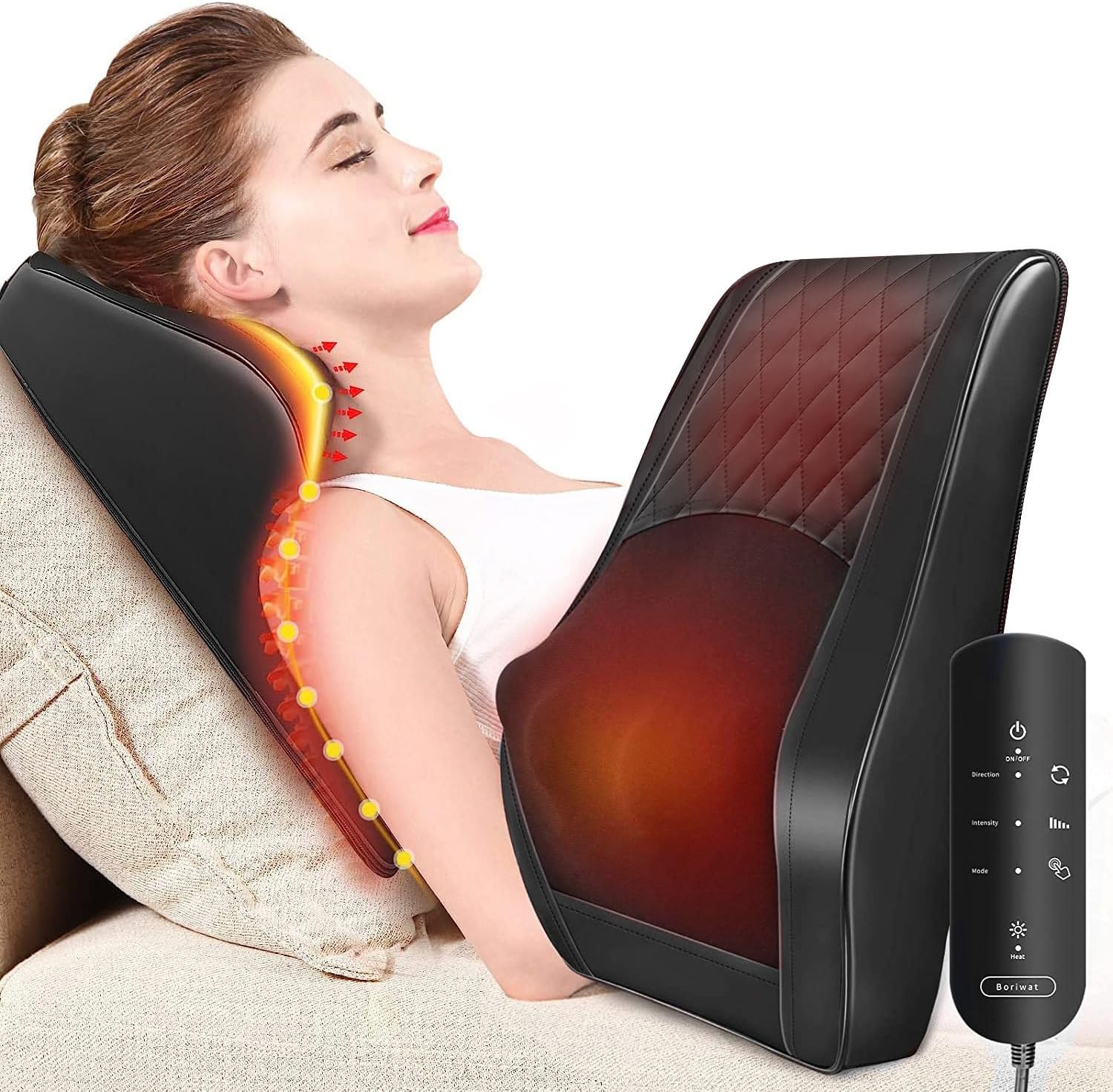 3D Kneading Back Massager with Heat, Massage Pillow for Neck, Shoulder, Back, Leg Pain Relief, Perfect Gift for Women
