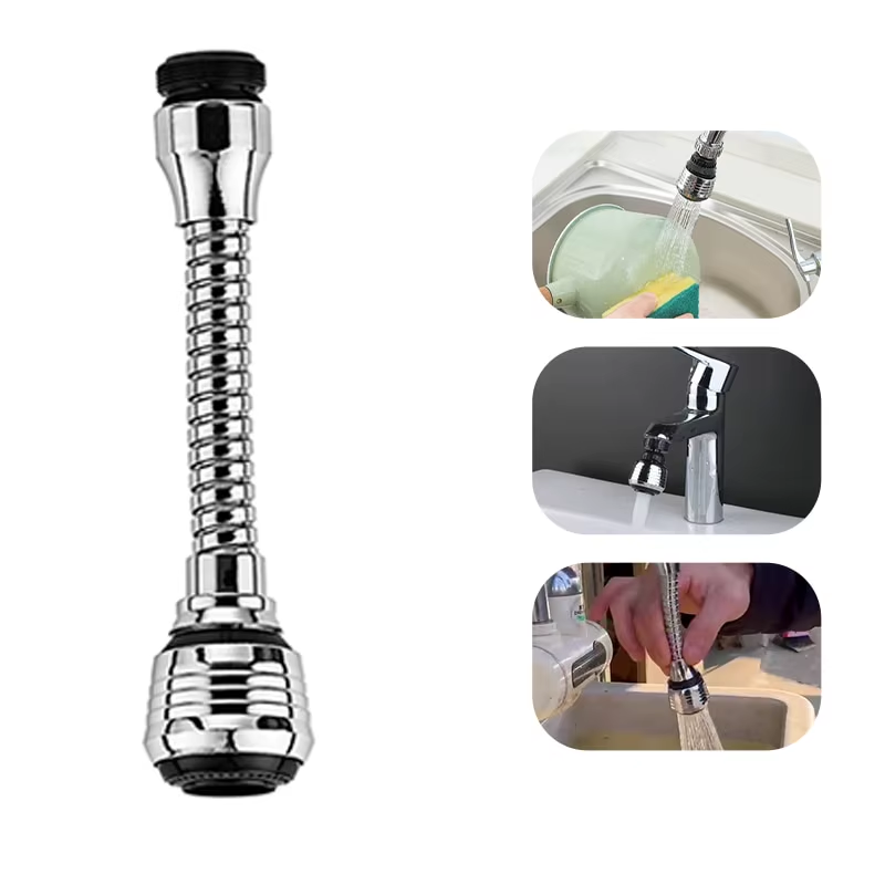 Water-Saving Kitchen Faucet Sprinkler, Stainless Steel Rotating Splash Proof Spray Extender