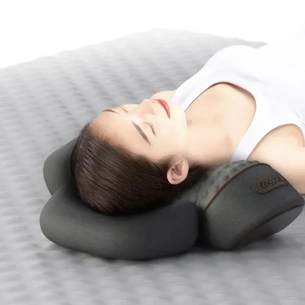Electric Neck Massager Cervical Pillow with Hot Compress & Vibration for Neck and Shoulder Relief, Heating & Traction