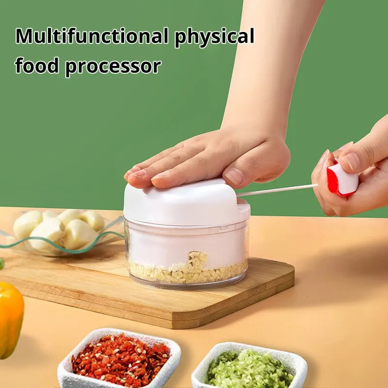 White Hand Pulled Garlic Grinder, Multi-Functional Food Shredder for Kitchen Use