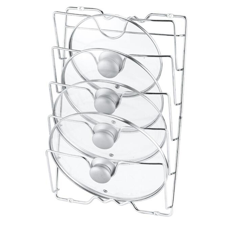 Wall-Mounted Pot Lid Rack for Kitchen, 5-Layer Perforated Design