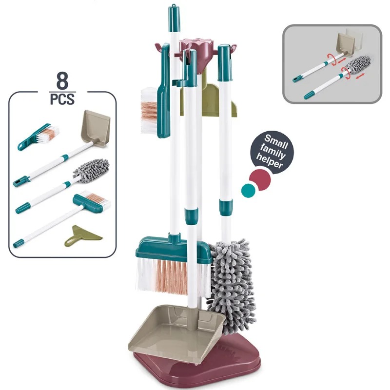 Kids Pretend Play Cleaning Tool Set, Broom, Vacuum, & Hygiene Toys for Household Fun