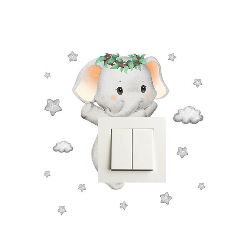 Cute Animal Wall Stickers for Kids, Self-Adhesive Giraffe, Bear & Elephant Bedroom Decor