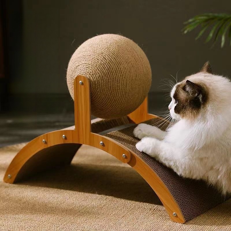 Wooden Cat Scratching Ball 2-in-1 Sisal Scratch Board | Inspire Uplift