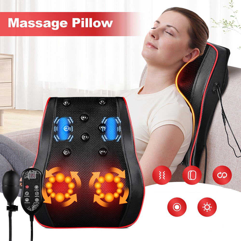 Premium Shiatsu Neck and Back Massage Pillow with Cervical Traction and Heat Therapy