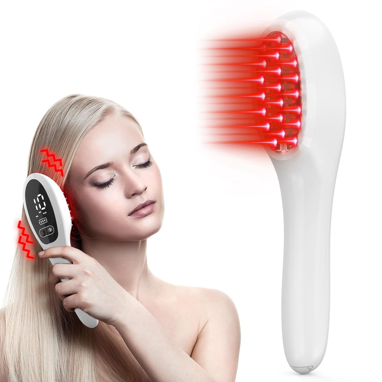 Electric Laser Hair Growth Comb, Anti-Hair Loss Therapy with Infrared LED & Red Light Vibration Massage for Hair Care