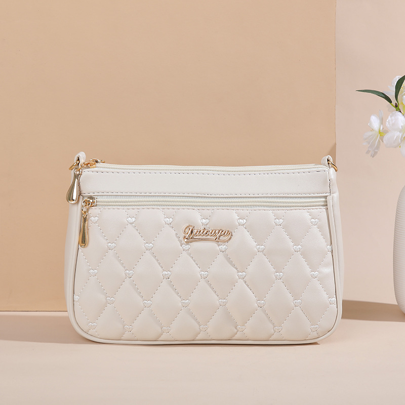 PU Leather Crossbody Bag for Women, Fashion Shoulder Bag with Embroidery Thread & Large Capacity